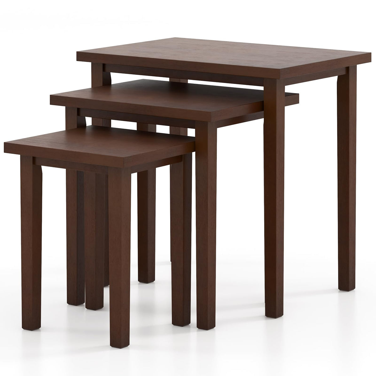 Goflame Nesting Tables Set of 3, Farmhouse Stacking Side Tables with Rubber Legs