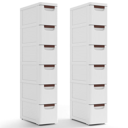 Goflame Storage Cart, Narrow Plastic Dresser, Rolling Organizer Cart for Office Classroom Bedroom