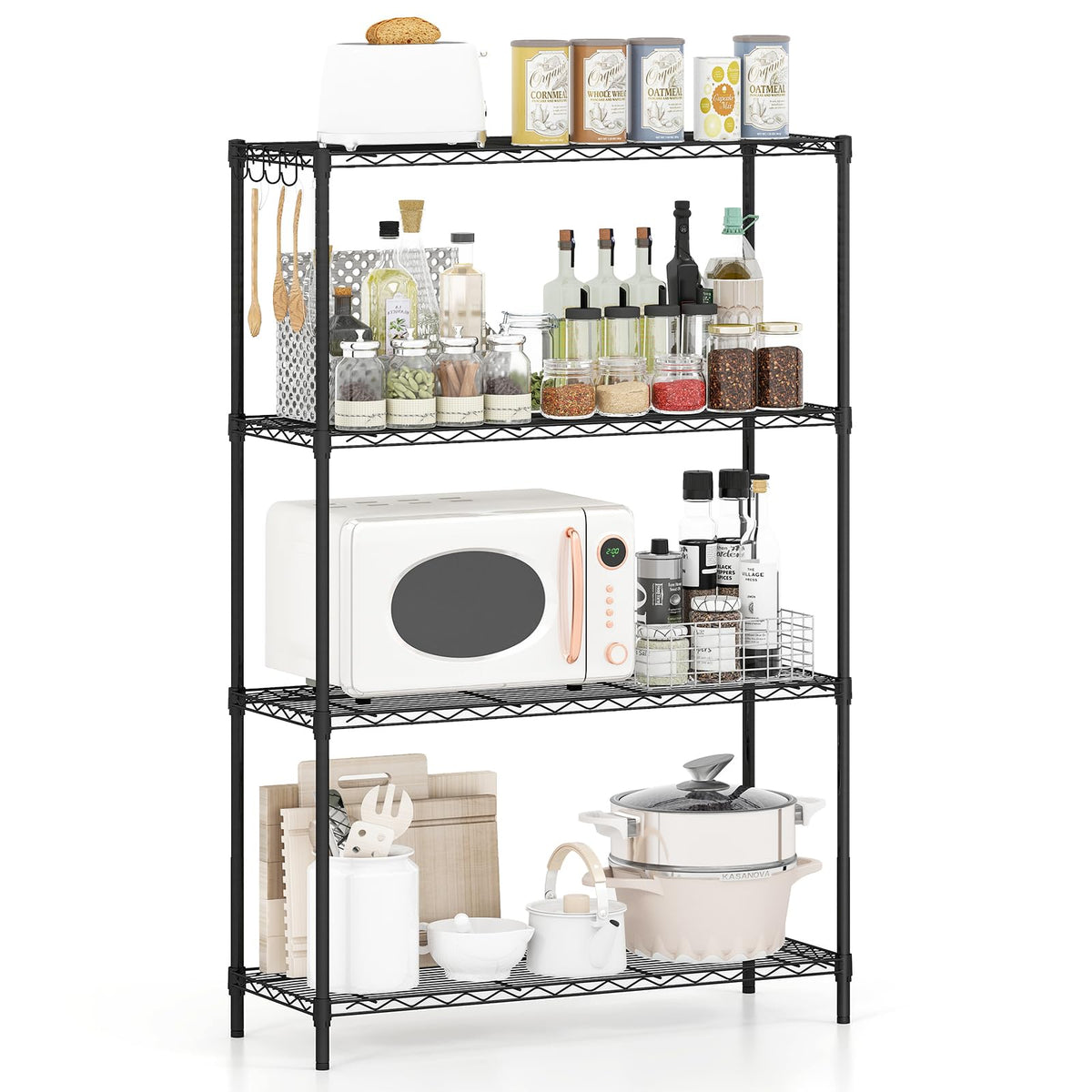 Goflame 4-Tier/5-Tier Metal Storage Shelving Unit with V-Shaped Wire Rack