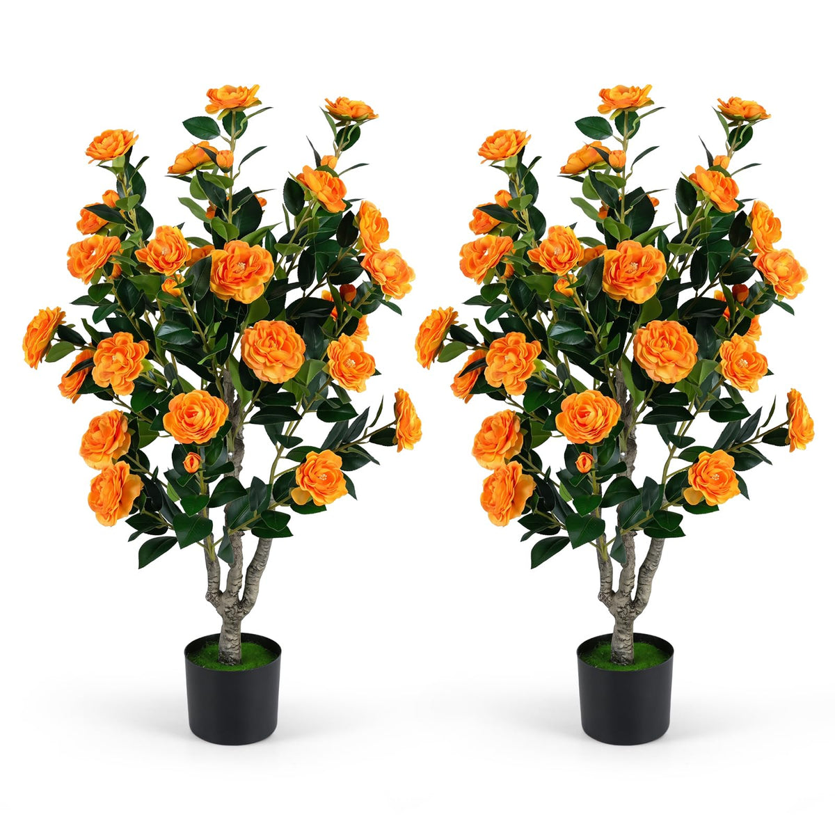GOFLAME 39.5" Artificial Camellia Trees with Planter for Outdoor(1/2)