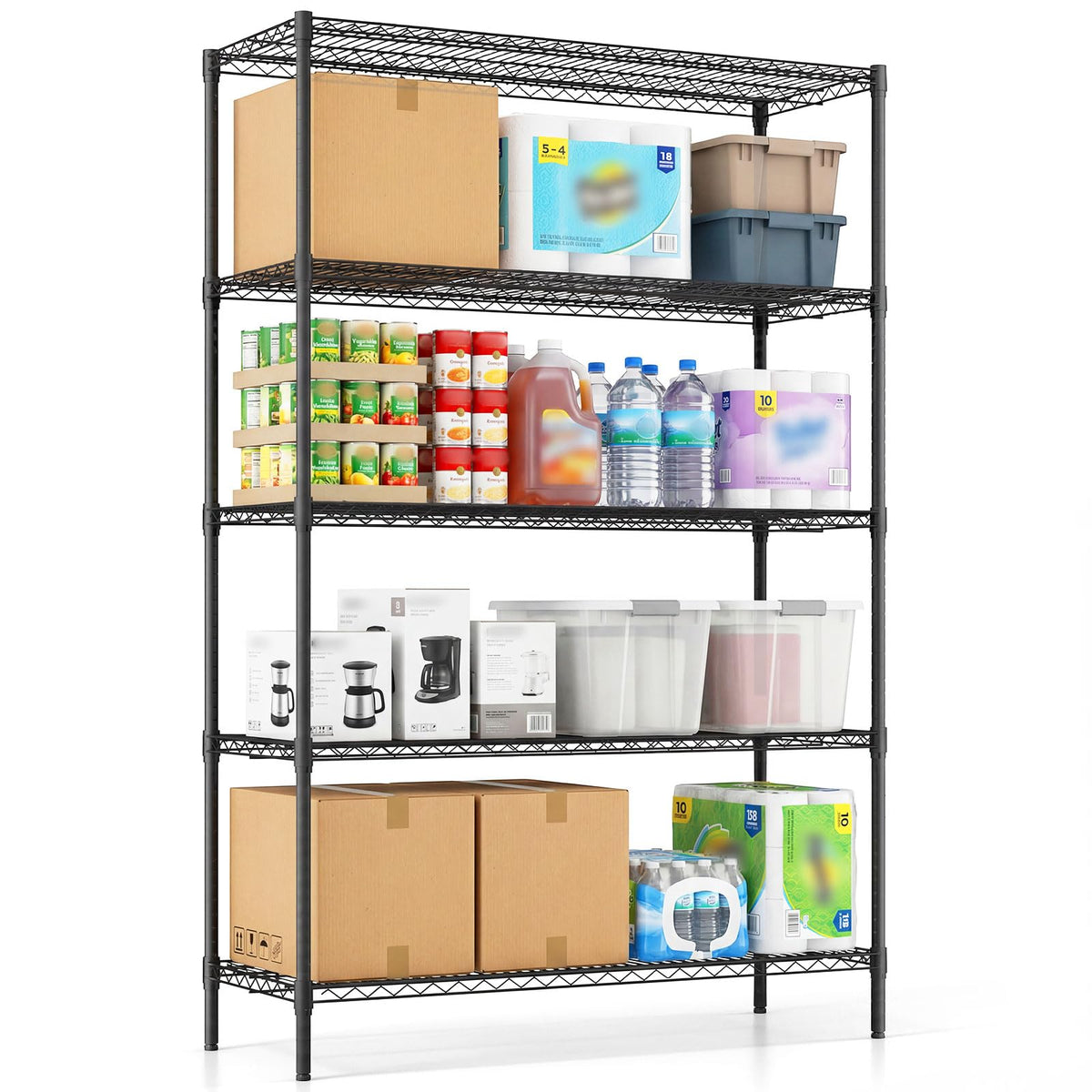Goflame 5-Tier Metal Storage Shelving Unit with V-Shaped Wire Rack