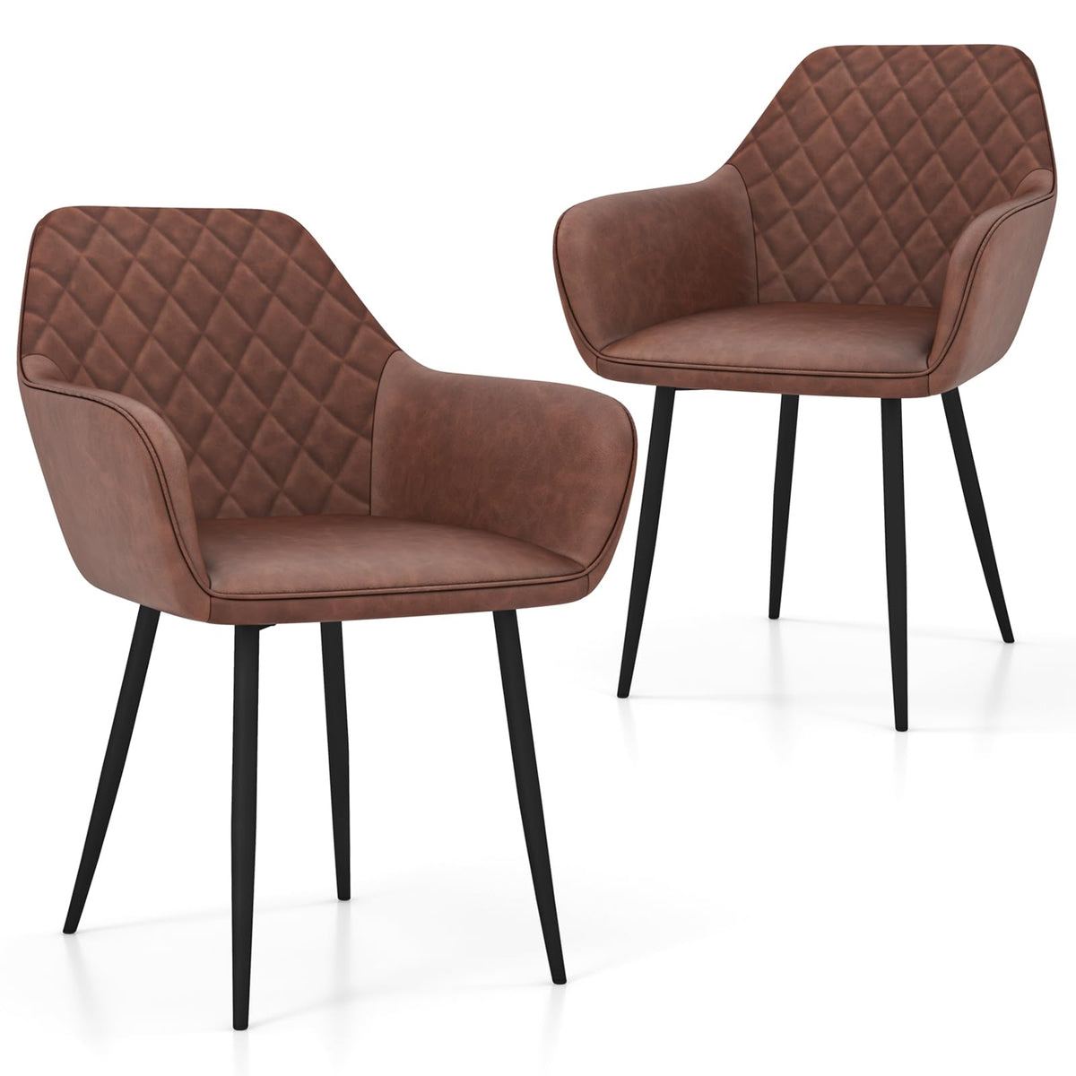 Goflame Mid Century Modern Dining Chairs Set of 2/4, Upholstered Accent Chairs w/Curved Backrest, Wide Seat & Armrests