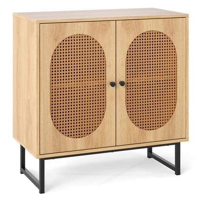 Goflame Small PE Rattan Buffet Cabinet with 2-Door Boho Sideboard