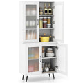 Goflame Kitchen Pantry Cabinet 70.5" Tall Cupboard with 4 Transparent Doors