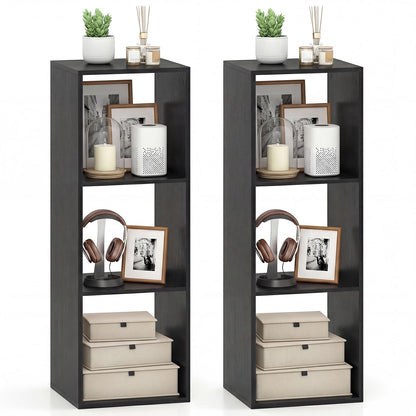 Goflame 3-Cube Bookcase, White Cubby Bookshelf w/Back Guardrail & Anti-Tipping Kits