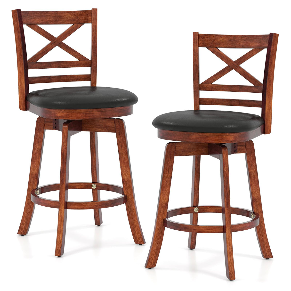 Goflame 25 Inch Swivel Bar Stools Set of 2/4 with PU Faux Leather Upholstered Seat