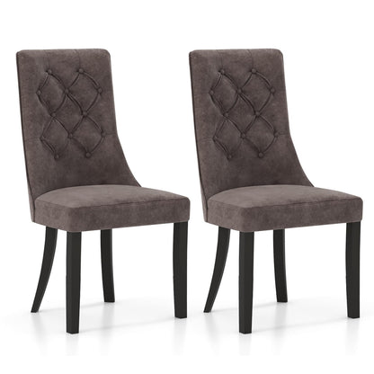 Goflame Tufted Dining Chairs, Upholstered Kitchen Chairs w/High Backrest, Rubber Wood Legs