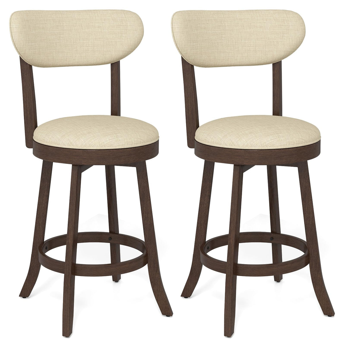 Goflame 25.5" Counter Height Upholstered Linen Barstools