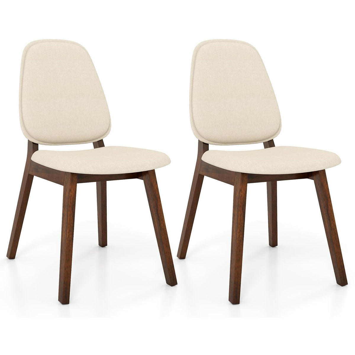 Goflame Wooden Dining Chair Set of 2/4 Mid-Century Modern Upholstered Side Armless Chair