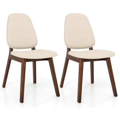 Goflame Wooden Dining Chair Set of 2/4 Mid-Century Modern Upholstered Side Armless Chair