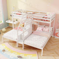 Goflame Twin Over Twin & Twin Bunk Bed, Triple Bunk Beds with 4-Step Storage Stair, Wooden 3 Bunk Beds for Kids Teens