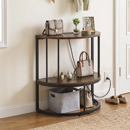 Goflame Half Moon Console Table with Outlets
