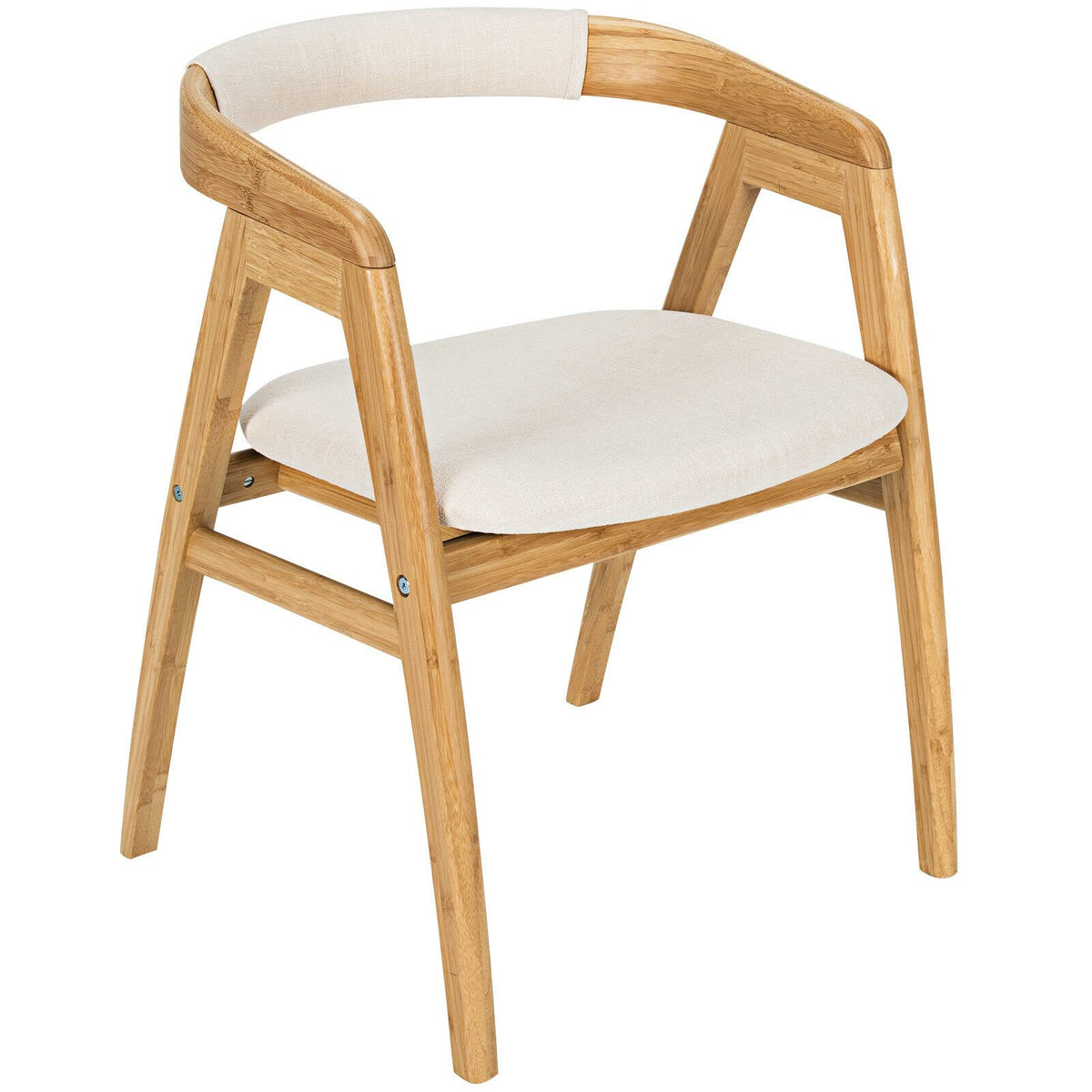 Goflame Modern Mid Century Accent Chair, Made of Fabric, Bamboo