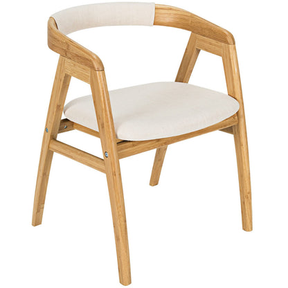 Goflame Modern Mid Century Accent Chair, Made of Fabric, Bamboo