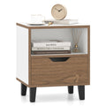 Goflame Mid Century Modern Nightstand with Metal Legs