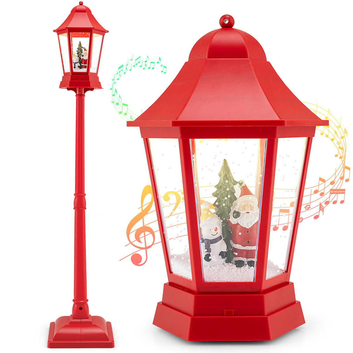 Goflame 5.3 Ft Christmas Snowy Street Lamp | 2-in-1 Musical Lamp Post & Snow Globe Lantern