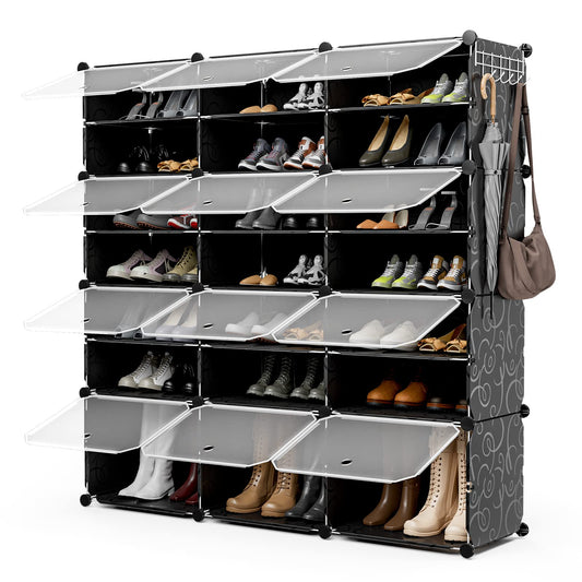 Portable Shoe Rack Organizer, 48 Pairs Expandable Modular Shoe Storage Cabinet with Doors