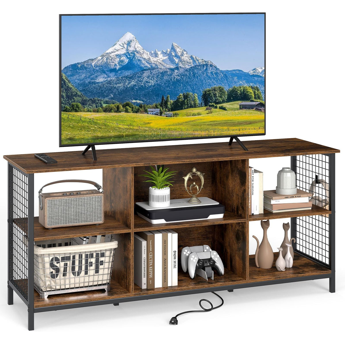 Goflame Industrial TV Stand for TVs up to 65 Inch