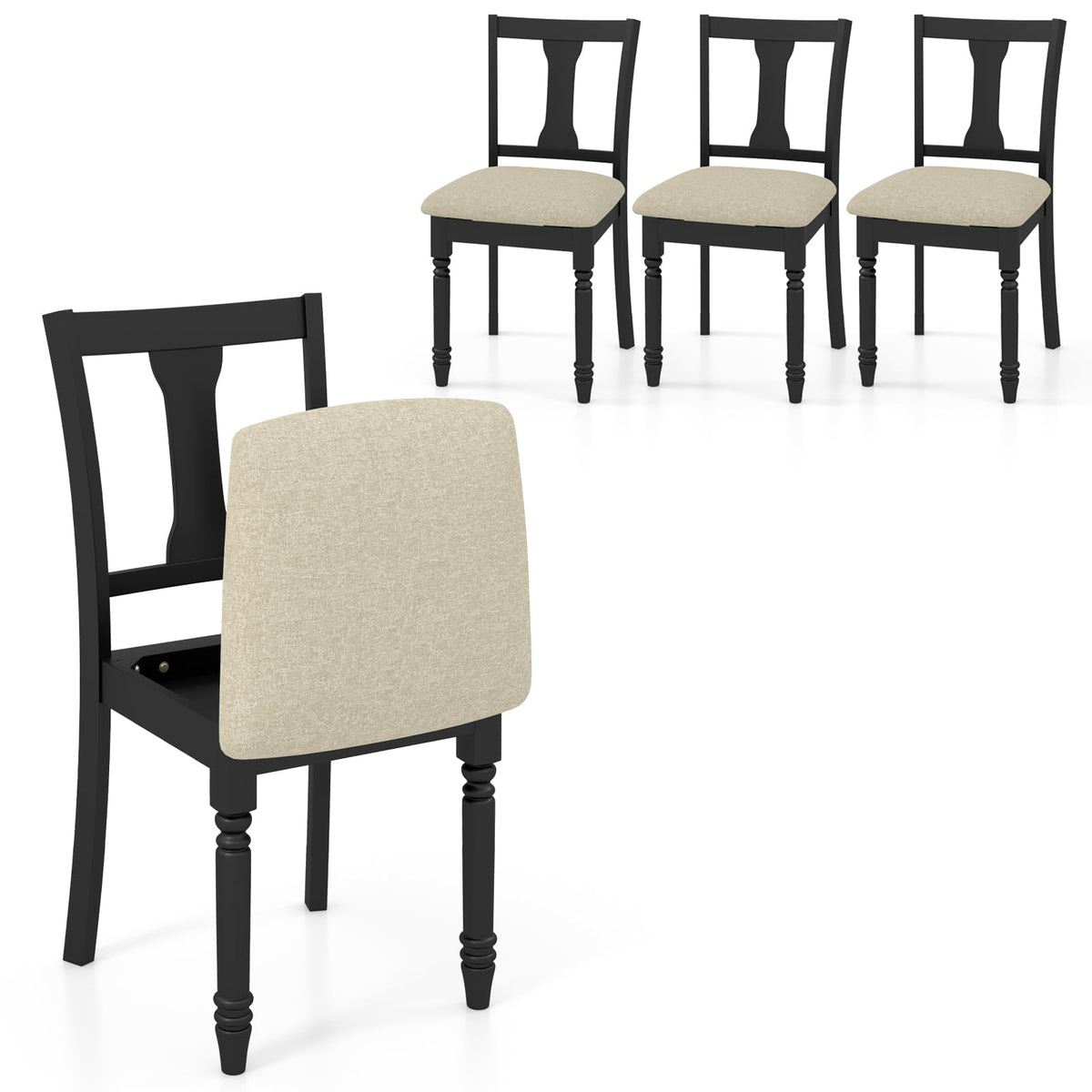 Goflame Wood Dining Chairs Set Farmhouse Dining Room Chair with Cushion Seat, Armless Wooden Dining Side Chairs