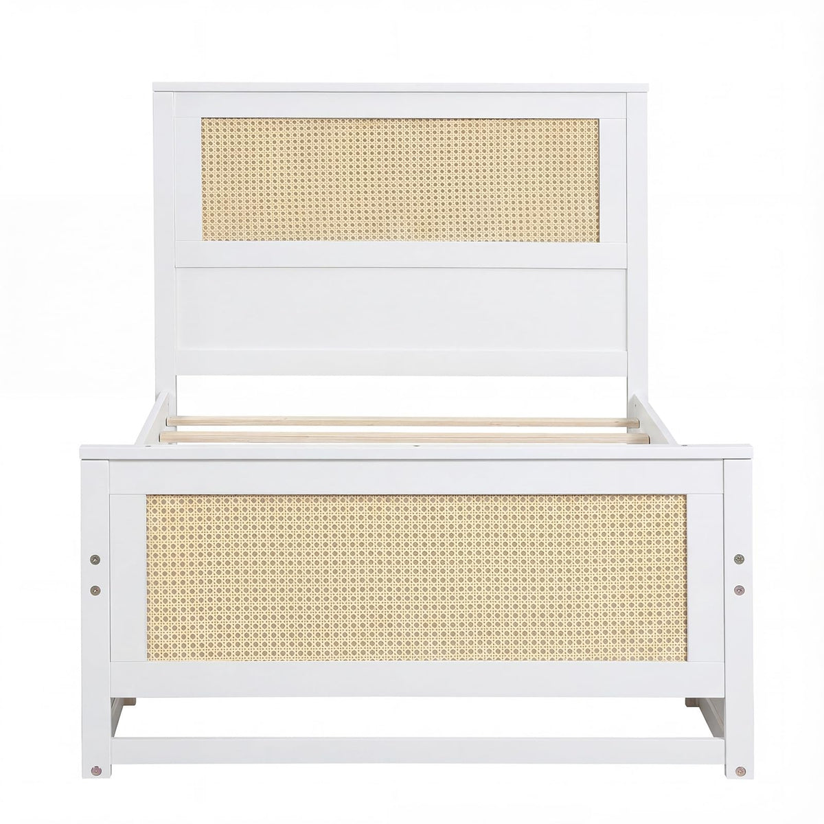 Goflame Full/Twin Size Rattan Bed Frame with 2 Storage Drawers