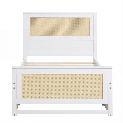 Goflame Full/Twin Size Rattan Bed Frame with 2 Storage Drawers