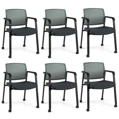 Goflame Waiting Room Chair Set, Rolling Office Desk Chairs with PU Wheels (2 / 4 / 6 / 8 / 10 / 12 Pack Options)