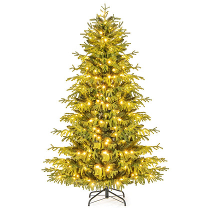 Goflame Pre-Lit Artificial Christmas Tree with PVC & Soft TPE Branch Tips & Foldable Metal Stand