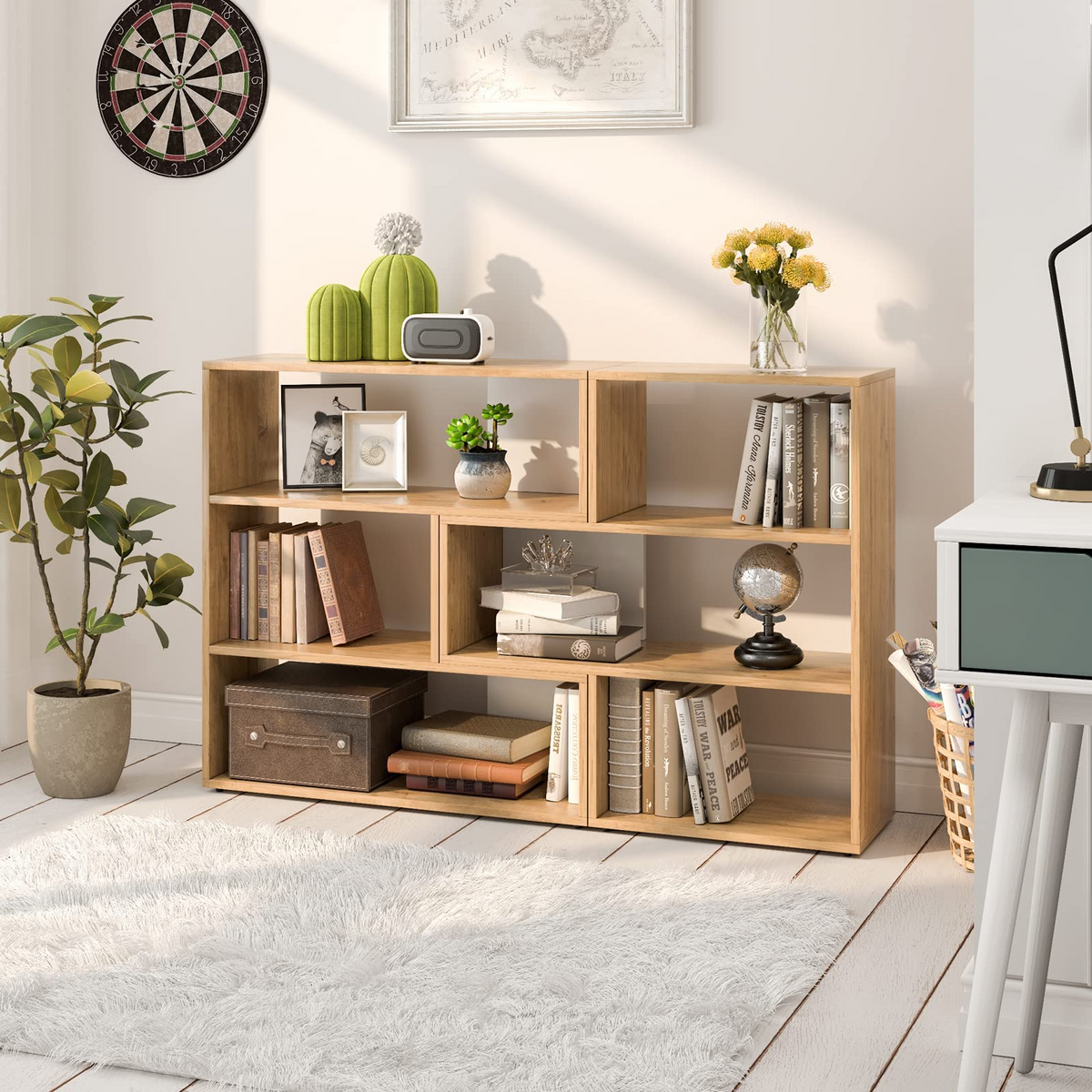 Goflame Open Shelf Bookcase, Separable Cube Bookshelf TV Stand w/ 6 Grids