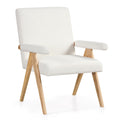 Goflame Mid-Century Modern Accent Chair, Sherpa Fabric Reading Chair with Padded Armrests