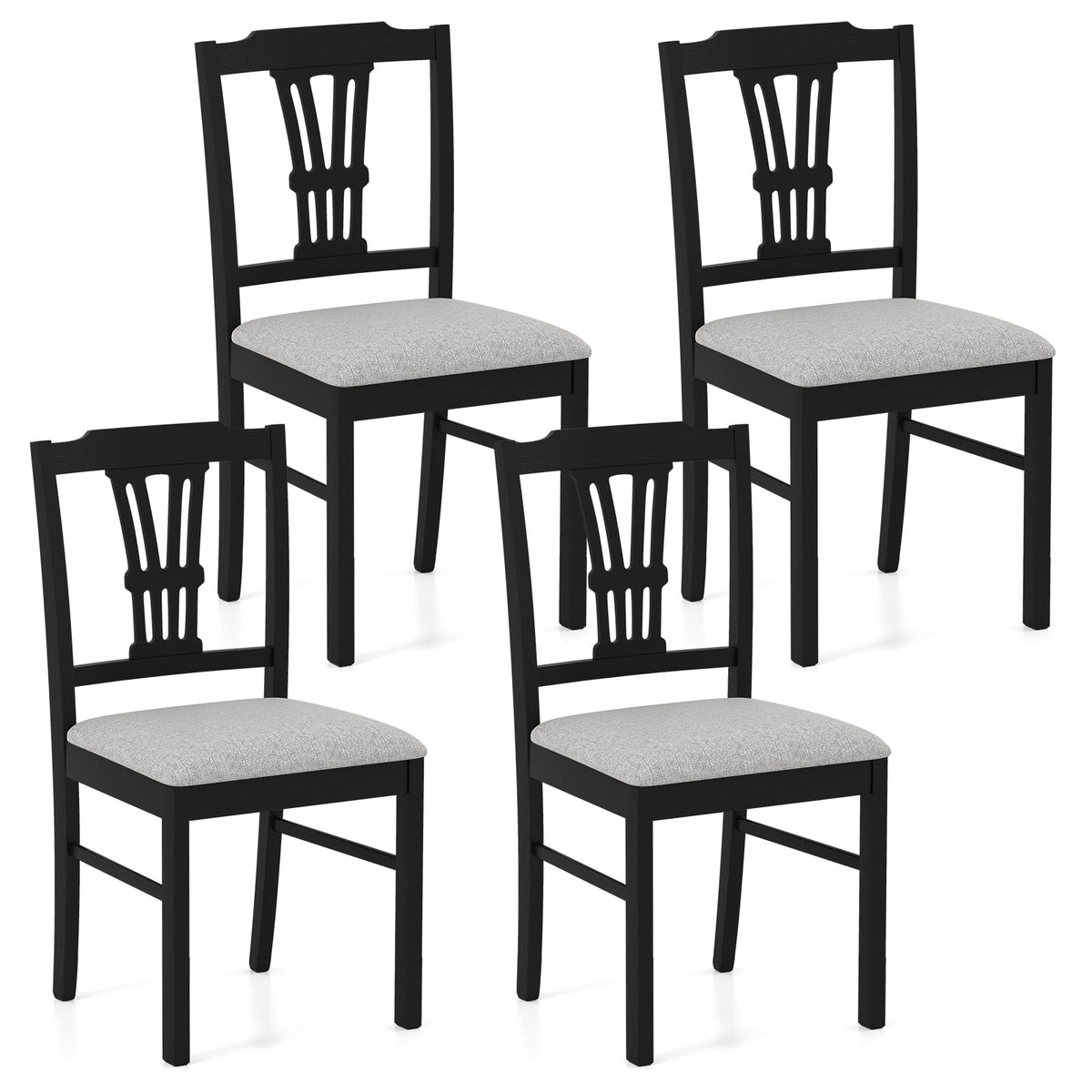Goflame Wooden Dining Chairs Set of 2/4 Upholstered Kitchen Chairs
