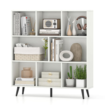 Goflame 3 Tier Modern Bookshelf with 5 Metal Legs for Living Room