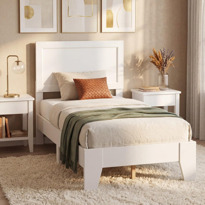 Goflame Twin/Full/Queen Size Wooden Bed Frame with Wood Slat Support