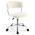 Goflame Home Office Chair, Faux Fur Low Back Swivel Leisure Chair w/Height Adjustable Padded Seat