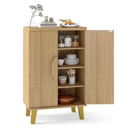 Goflame Sideboard Buffet Cabinet, Kitchen Storage Cabinet with Double Doors & Removable Shelves (Natural Oak,1)