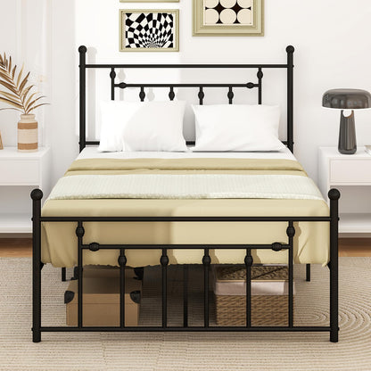 Goflame Twin Bed Frames with Headboard and Footboard, Victorian Style Twin Platform Bed