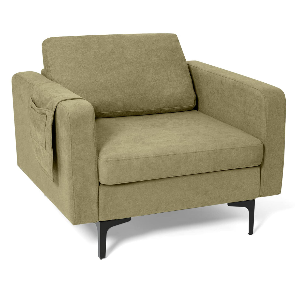 Goflame Modern Accent Chair w/Comfy Thick Cushion, Magazine Pockets