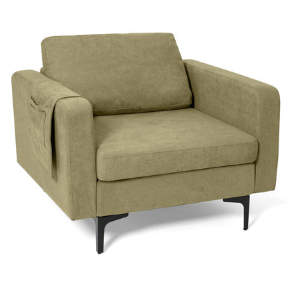 Goflame Modern Accent Chair w/Comfy Thick Cushion, Magazine Pockets