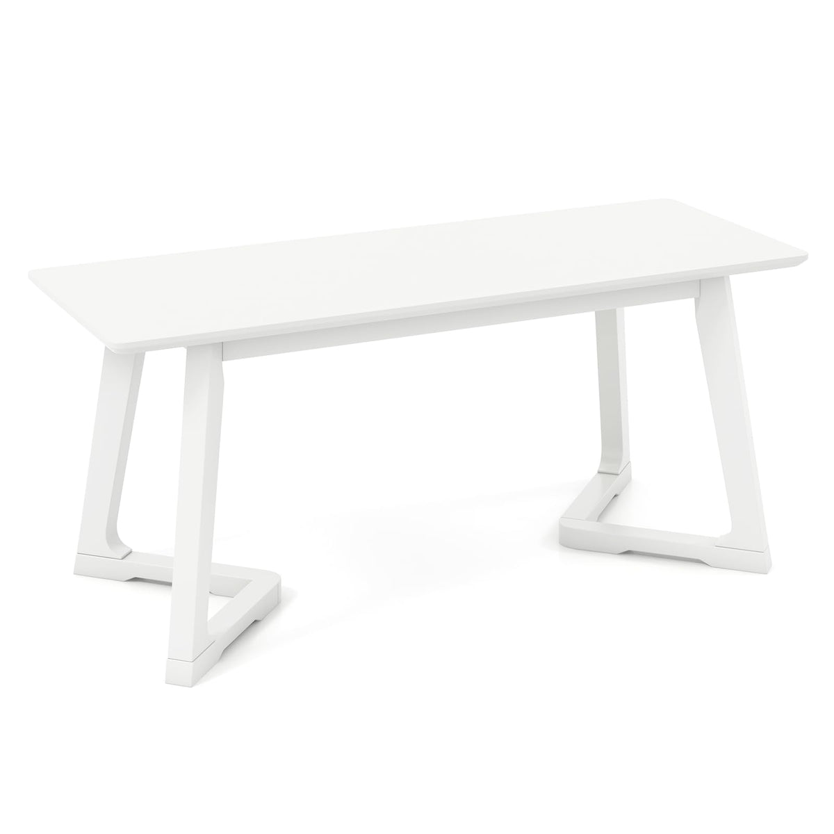 Goflame Set of 1/2 Entryway Bench, 42” Long Dining Bench with Rubber Wood Triangular Legs