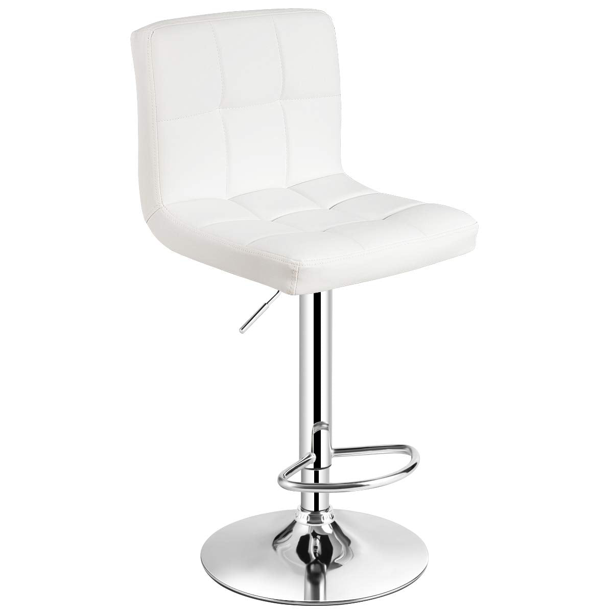 Goflame Bar Stool, Modern Swivel Adjustable Armless Barstools, Square Counter Height PU Leather Bar Stools