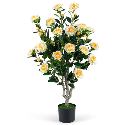 GOFLAME 39.5" Artificial Camellia Trees with Planter for Outdoor(1/2)
