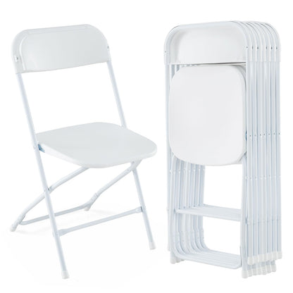 Goflame Folding Chair with Plastic Seat & Back, Heavy-Duty Metal Frame