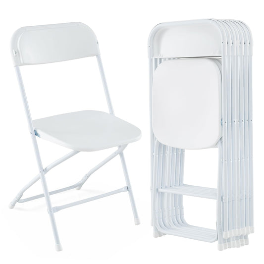 Goflame Folding Chair with Plastic Seat & Back, Heavy-Duty Metal Frame