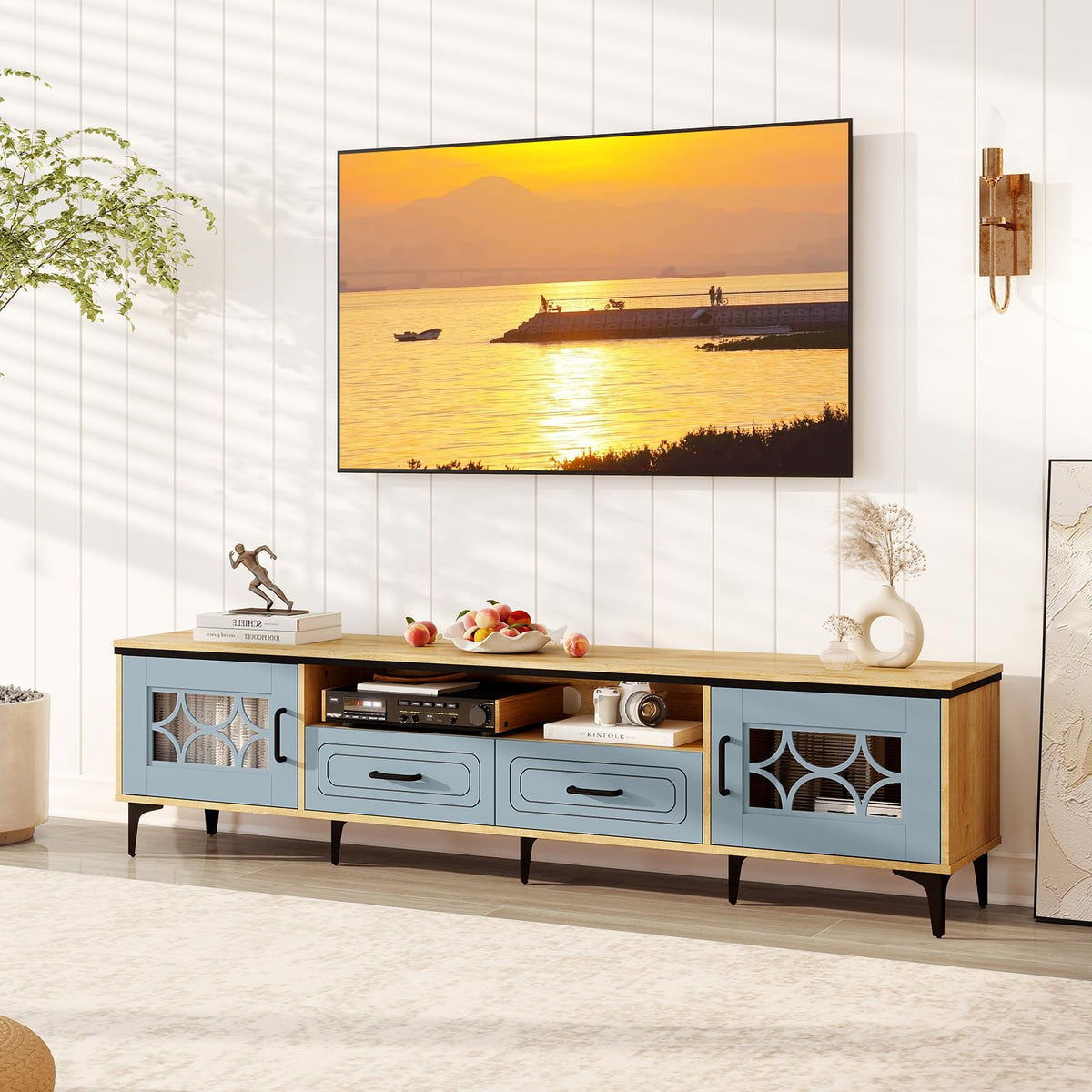Goflame Wood TV Stand for TVs up to 80"