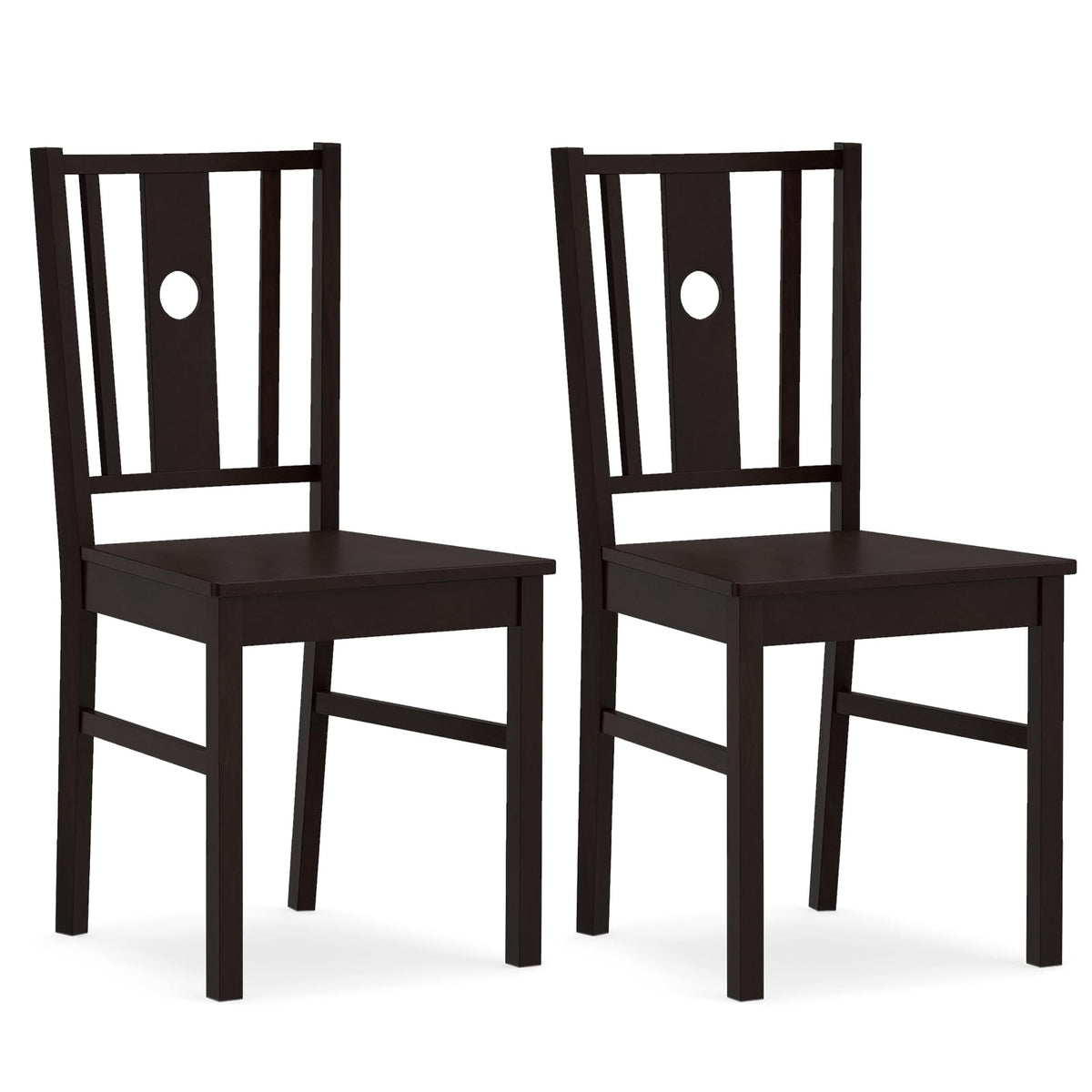 Goflame Solid Rubber Wood Kitchen Chairs with Slatted Curved Backrest & Wide Seat (2/4)