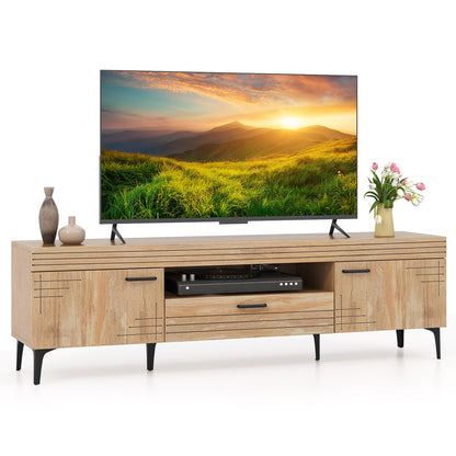 Goflame TV Stand for TV up to 65 Inches, Mid Century Modern Entertainment Center with 2 Cabinets