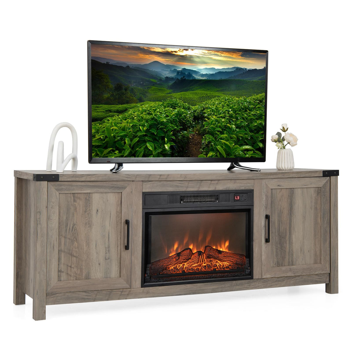 GOFLAME Fireplace TV Stand for TVs Up to 70 Inches with Electric Fireplace and Remote Control
