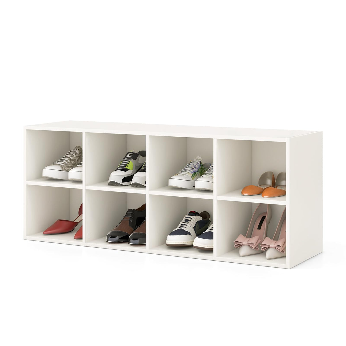 Goflame Shoe Bench 8 Cubes, 40" Entryway Bench with Storage