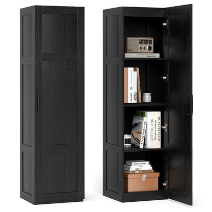 Goflame Narrow Farmhouse Freestanding Bathroom Cabinet with 4 Shelves