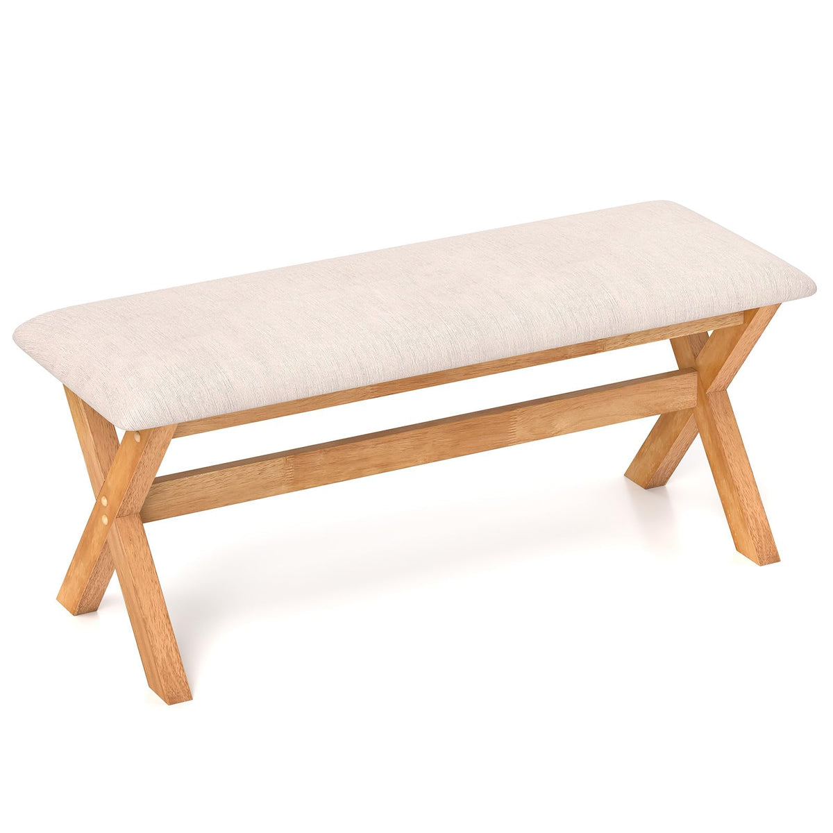 Goflame Upholstered Long Entryway Bench, Rubber Wood Dining Bench with Padded Seat, 43.5x15.5x17.5 Inches, 400 Lbs Capacity