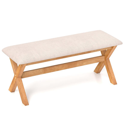 Goflame Upholstered Long Entryway Bench, Rubber Wood Dining Bench with Padded Seat, 43.5x15.5x17.5 Inches, 400 Lbs Capacity